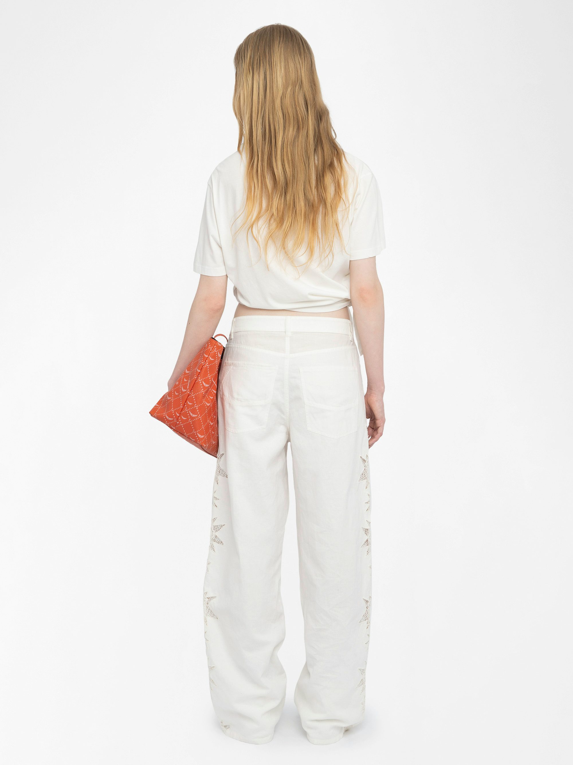 Elfy Pants - Wide-leg pants in cotton and linen with embroidery.